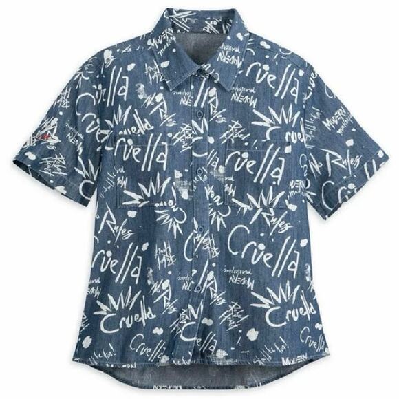 Disney Parks Her Universe villain Cruella De Vil Graffiti Shirt Top size Large - Picture 1 of 5